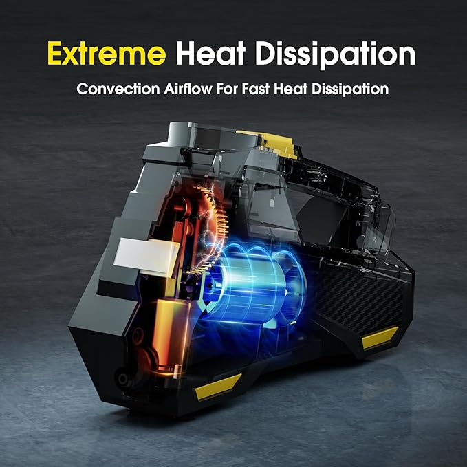 FLYKID Tire Inflator Portable Air Compressor - DC 12V Air Pump for Car Tires with 150PSI LCD Digital Gauge & Emergency LED Light,Auto Tire Pump for Cars,Motorcycles,Bikes,Balls (Large)