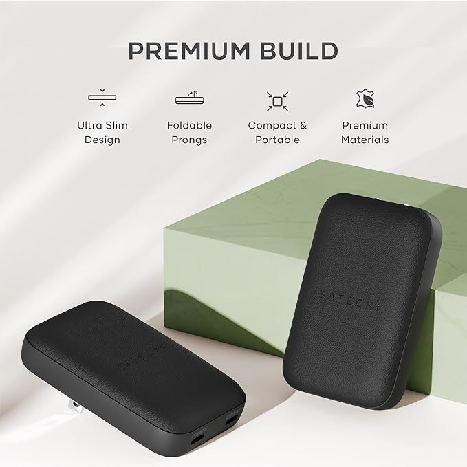 Satechi OntheGo 67W Wall Charger, GaN USB C Travel Charger with 2 USB-C PD Fast Charging Ports, for MacBook Pro/Air, iPad Pro/Air, iPhone 16, Steam Deck, Galaxy, Windows – Black