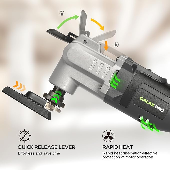 GALAX PRO Power Oscillating Tool, Cordless Oscillating Multi Tool 20V Lithium Ion with 1.3Ah Battery and Charger, 3pcs Blade and 10pcs Sanding Papers for Sanding, Grinding
