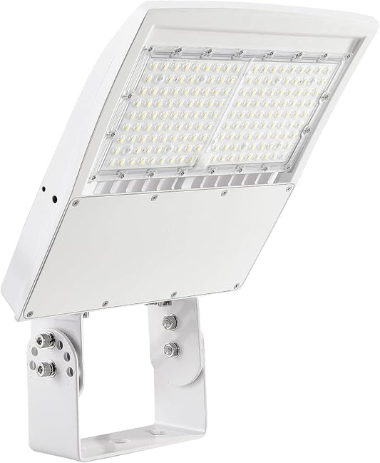 150W LED Shoebox Pole Light - White 5000K, 21000LM, Surge Protection, Outdoor Parking Lot & Street Lighting, Replaces 450W MH/HPS, 100-277V, Trunnion/Yoke Mount, DLC & UL Certified