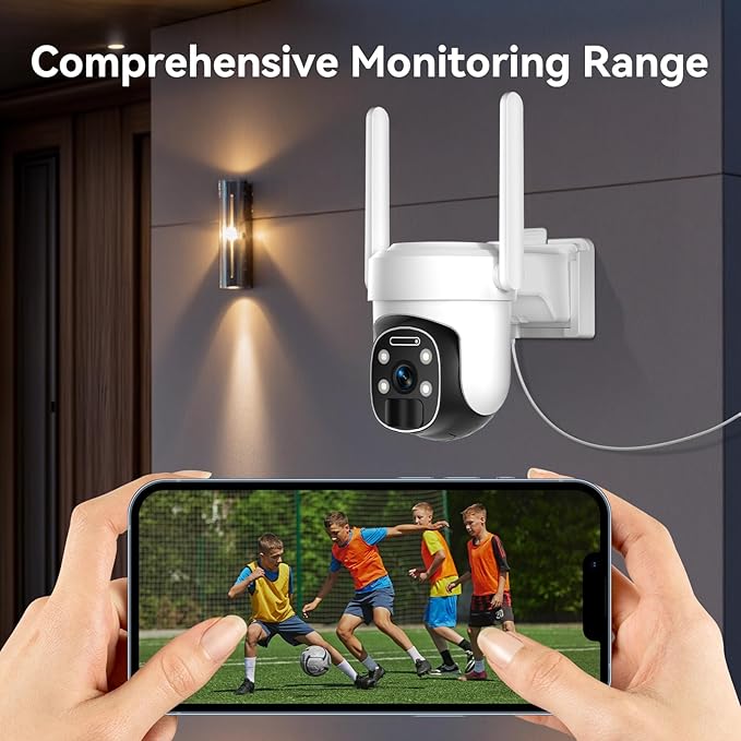 4G LTE Cellular Security Camera Outdoor, 2K No WiFi Solar Camera Outdoor Wireless Color Night Vision, Cellular Cameras for Security 360° Viewing, PIR Motion Sensor