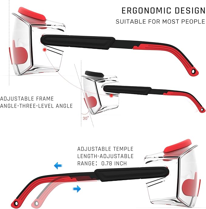 Anti Fog Safety Glasses Safety Goggles Over Glasses Protective Glasses with Anti Scratch Lenses Adjustable