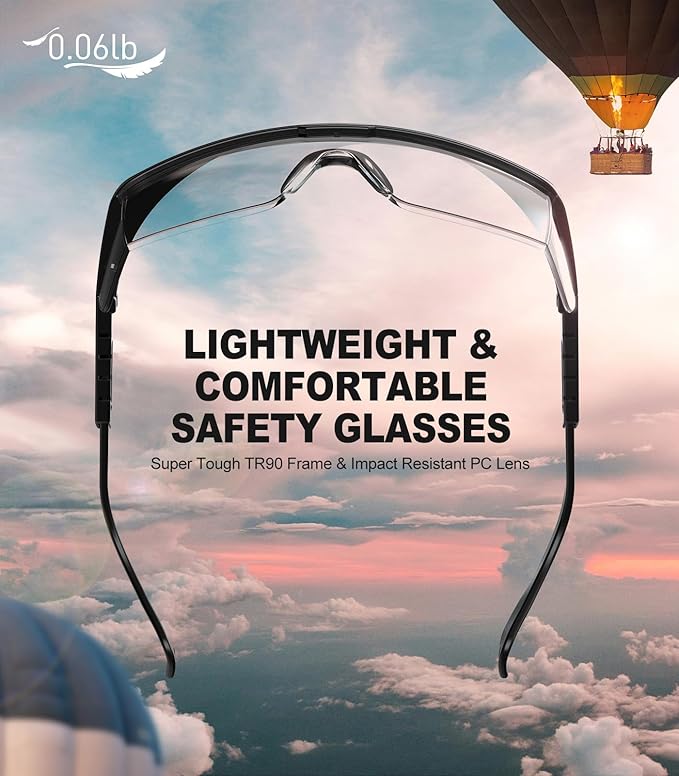 xaegistac Anti-Fog Safety Glasses with Side Shields,UV400 Protective Eyewear,Impact Resistant Safety Goggles for Men Women