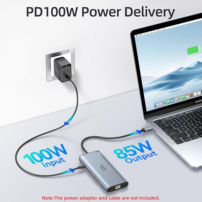 Docking Station USB C Video,8K Laptop Docking Station Dual Monitor 8K@60Hz 2*HDMI,USB-C Hub with USBC Video Output,4 * 10Gbps USB Port,Ethernet,100W PD for Portable Monitor,MacBook Pro/Air,Dell,HP