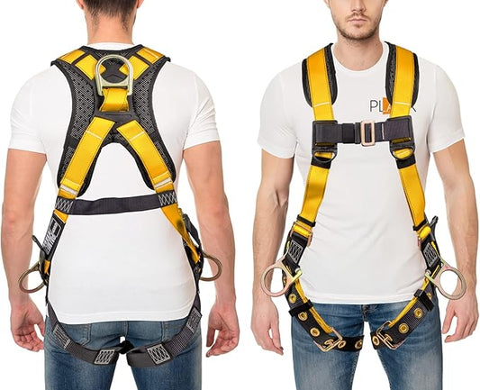 Palmer Safety Full Body Harness with 5 Point Adjustment, Dorsal D-ring, Grommet Legs, Two Side D Rings, and Fall Indicators