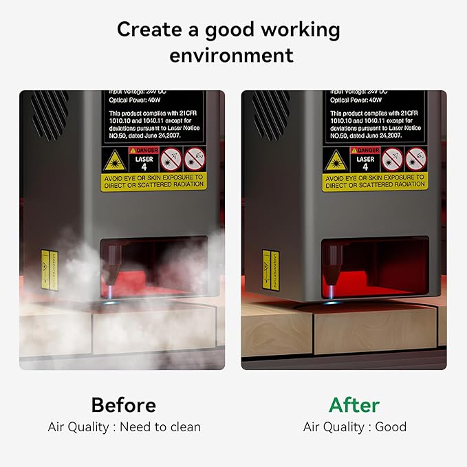 Creality Falcon Smoke Purifier for Laser Engraver, 3-Stage Filtration, 99.97% Purification Rate, Low Noise, 180W Fume Extractor for Engraving Machine(Use with Enclosure) and Most Enclosed Laser Cutter