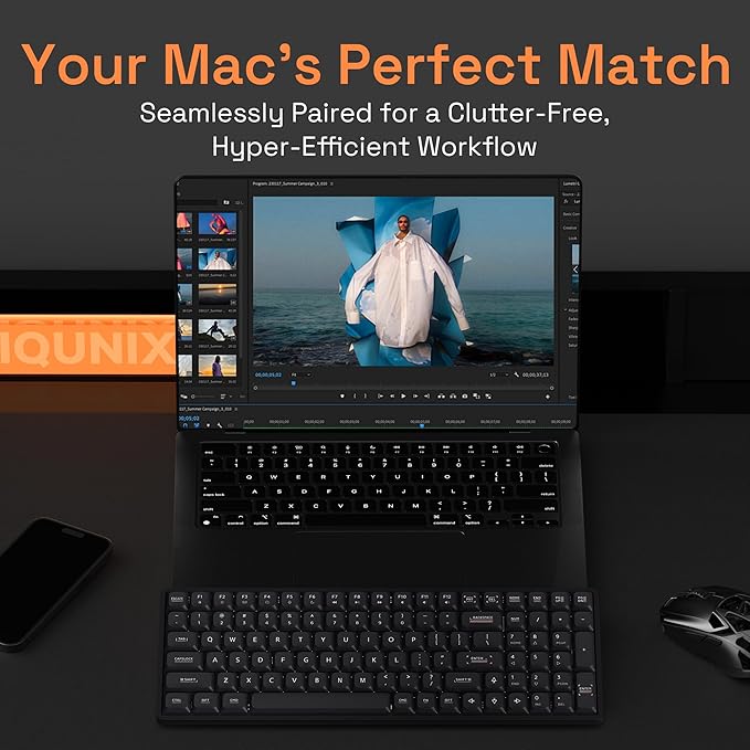 IQUNIX Magi96 Low Profile Wireless Mechanical Keyboard – Full 100-Key Layout, Hot-Swappable, RGB Backlit, Full Aluminum, VIA Customizable, Mac/Windows/Linux, Tri-Mode