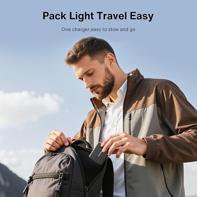 iVANKY Smallest 4-in-1 Retractable GaN Wall Charger for iPhone 17 Air, 45W USB C Charger Block with Dual USB C Cables, Fast Charging 4-Port Adapter for 16/15/14 Pro Max, AirPods Pro 2/3, Samsung