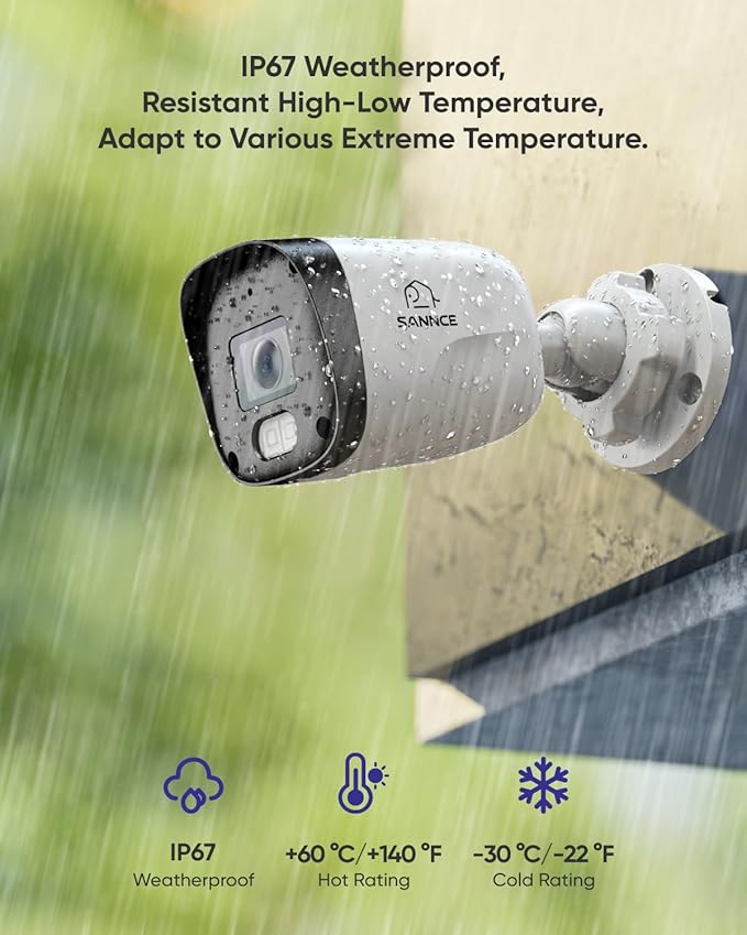 SANNCE 8CH 6MP Surveillance NVR System with 4PCS 2K 3MP HD Weatherproof Cameras with H.265 Video Compression, Smart IR LED, APP Push Alert, Remote Access (with 1TB HDD)