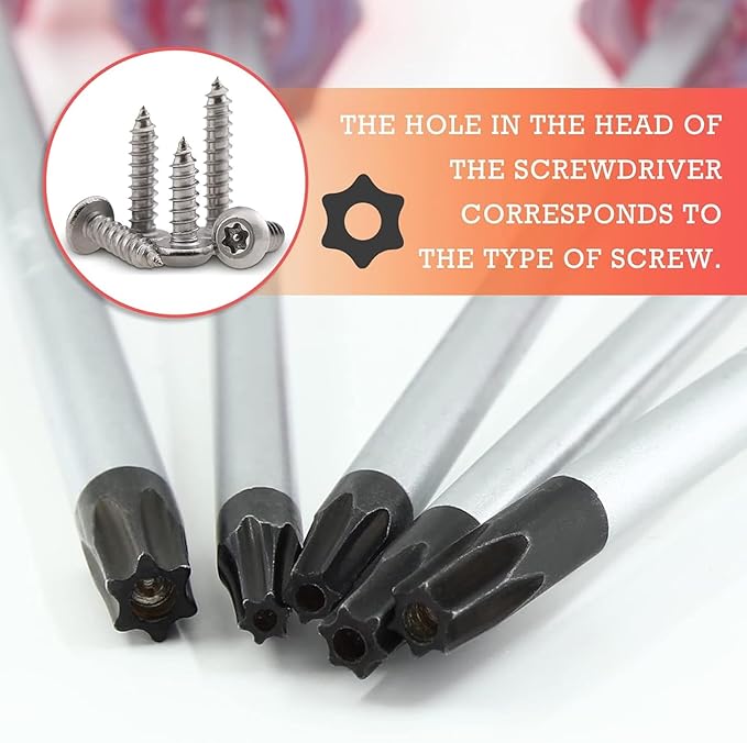 4 Pcs Torx Security Screwdriver Set with Magnetic Tip Plastic Grip, Torx Screwdriver for Computer Repairing (T8 T9 T10 T15)