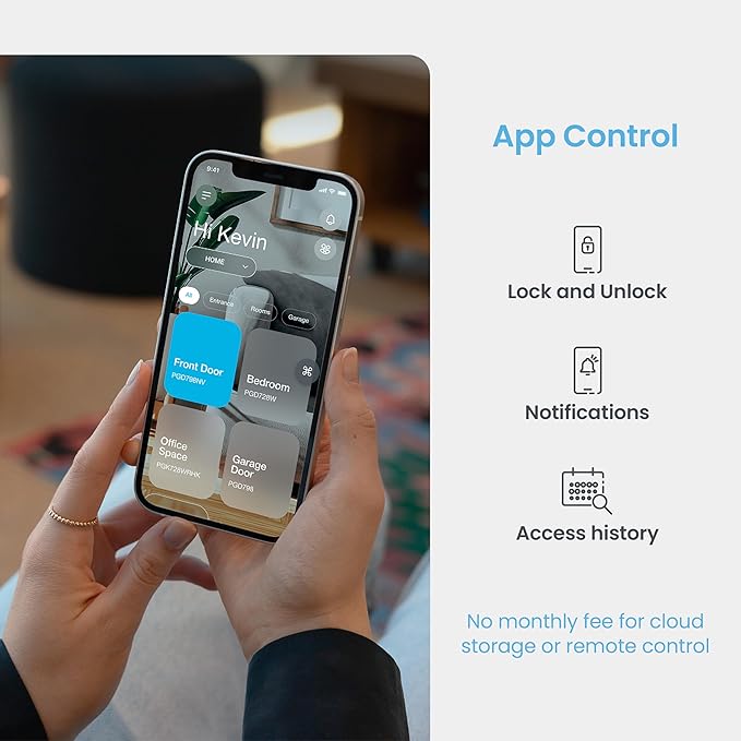 Lockly Secure Pro Zeno Series Smart Door Lock,Fingerprint Keyless Entry Door Lock for Front Door with Apple Home Key,Built-in Wi-Fi,Auto Lock, App Remote Control,IP65 Waterproof,Easy Installation