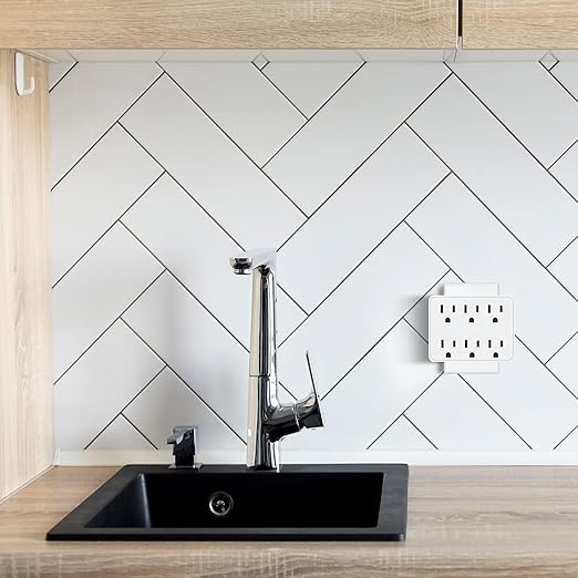 3 Prong Power Strip Outlet Extender, Multi Plug Outlet with 6 Electrical Outlets Adapter, Grounded Wall Outlet Tap, ETL Listed, 125V, 15A, Max 1875W, Quick and Easy Install, White