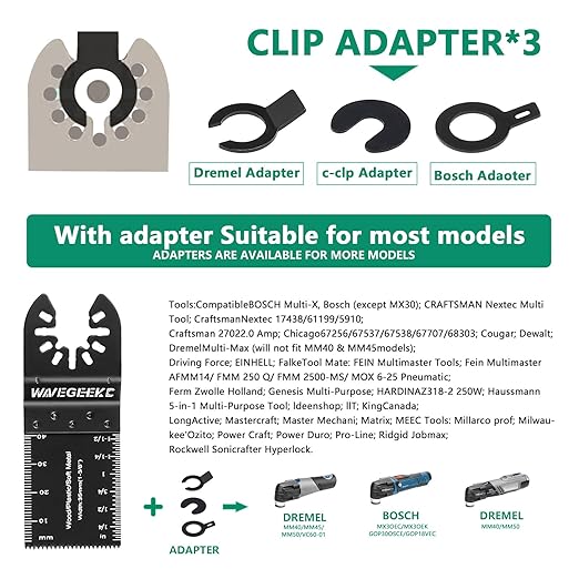 53 pcs Universal Wood Oscillating Tool Saw Blades Multitool Blades Kit Oscillating Tool Blade Fit DeWalt Fein Multimaster Porter Ryobi Cable Bosch Rockwell Milwaukee Oscillating Tool Blades