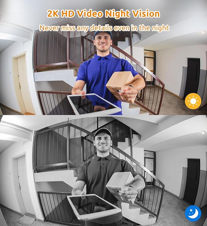 TOUCAN Doorbell Camera, Video Doorbell with Chime, 2-Way Talk, 2.4Ghz WiFi, Night Vision, PIR Motion Detection, Compatible with Alexa and Google Assistant, Indoor Outdoor Surveillance