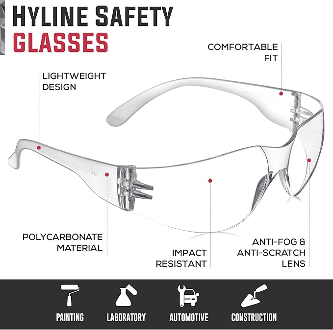 Hyline Anti-Fog Color Safety Glasses Variety, Impact Resistant, Polycarbonate, Anti-Scratch