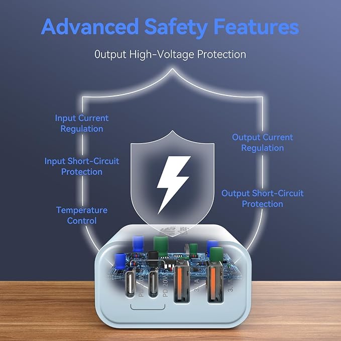 USB C Wall Fast Charger Block, 40W 4-Port Type C Chargers Fast Charging Blocks PD Power Charger Adapter+QC 3.0 USB Multiport Charger Brick for Phone 17/16/15/14/13/12 Pro Max, i-Pad, Galaxy S25-2Pack