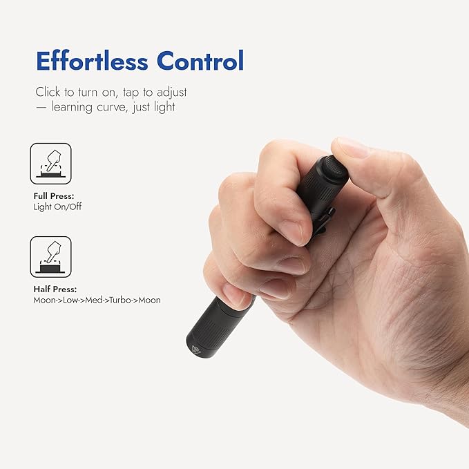 WUBEN PL01 Pen Light, 650 Lumens Pocket EDC Flashlight Rechargeable, Bright LED Pen Flashlight, IP68 Handheld Flash Lights, Compatible 2 AAA Battery for Home, Outdoor, Emergencies, Inspection