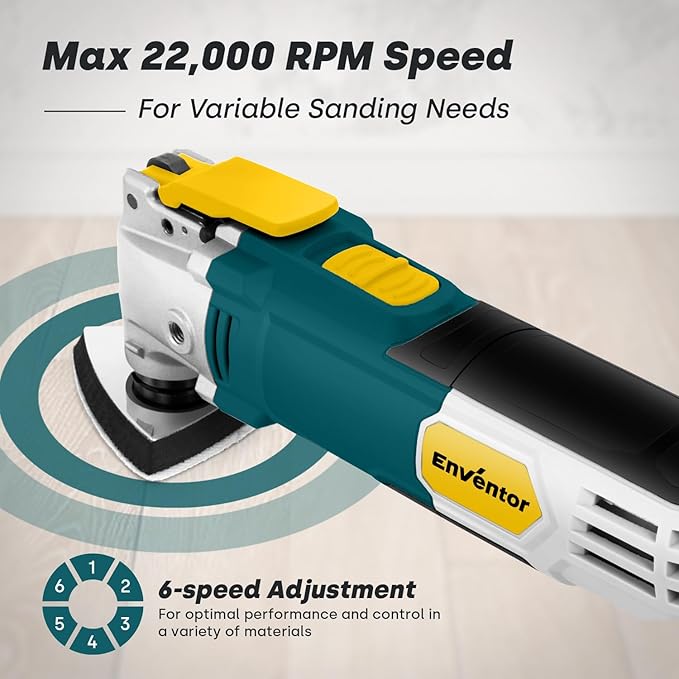 Enventor Multi Tool Saw, 2.5Amp Electric Oscillating Tool Kit Corded with 28pcs Saw Accessories, 6 Variable Speeds, 3° Oscillating Angle Oscillating Saw for Cutting, Scraping, Sanding