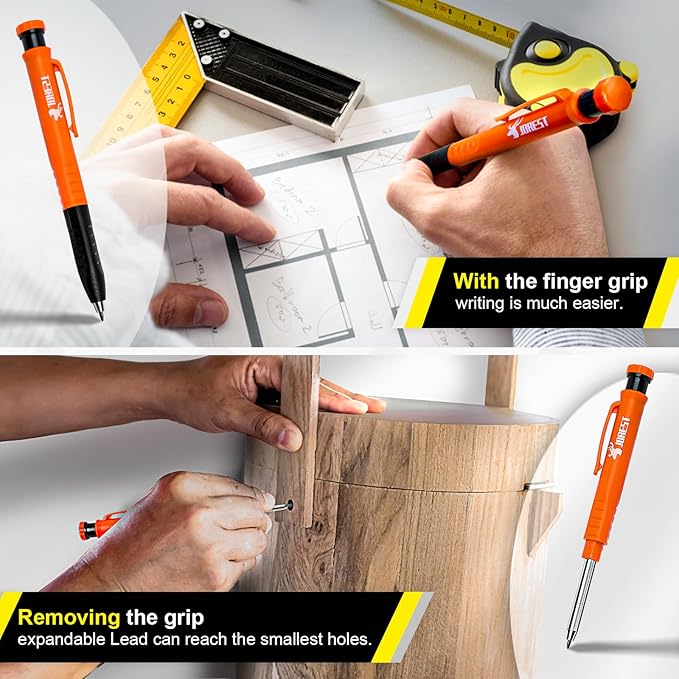 JOREST Contour Gauge Stocking Stuffers + Carpenter Pencil, Christmas Gift Ideas for Dad Men Husband Him, Profile Tool 10 Inch with Lock, Tile Flooring Woodworking, Measuring Shape Outline Edge Angle