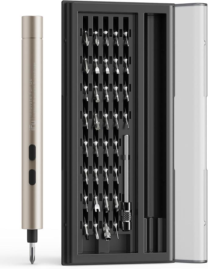 iFu Mini Electric Screwdriver, 42 in 1 Precision Screwdriver Set – Small Cordless Power Screwdriver with LED Light & 37 Magnetic Bits, Repair Tool for Phone Laptop Camera Watch Computer