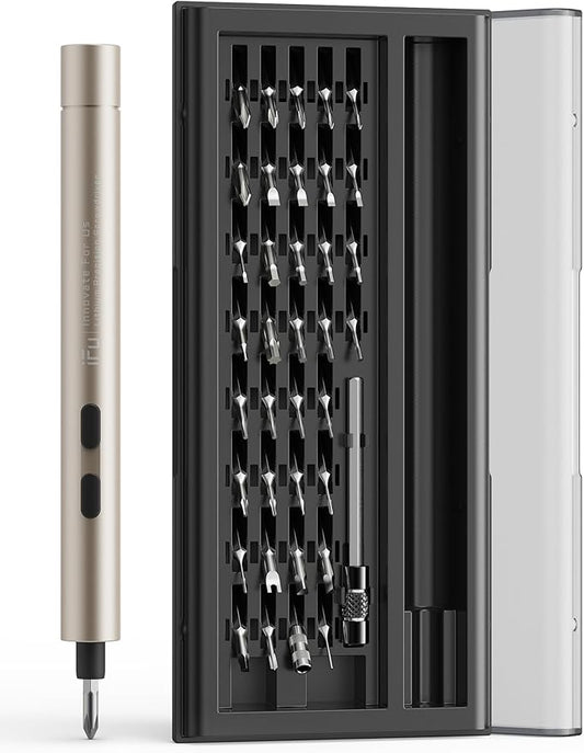 iFu Mini Electric Screwdriver, 42 in 1 Precision Screwdriver Set – Small Cordless Power Screwdriver with LED Light & 37 Magnetic Bits, Repair Tool for Phone Laptop Camera Watch Computer