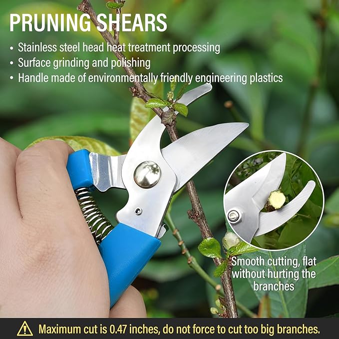 Gardening Tools Set, 10PCS Stainless Steel Gardening Planting Tools Gift Kit with Carrying Case, Trowel Rake Weeder Pruner Shears Sprayer Gardening Set