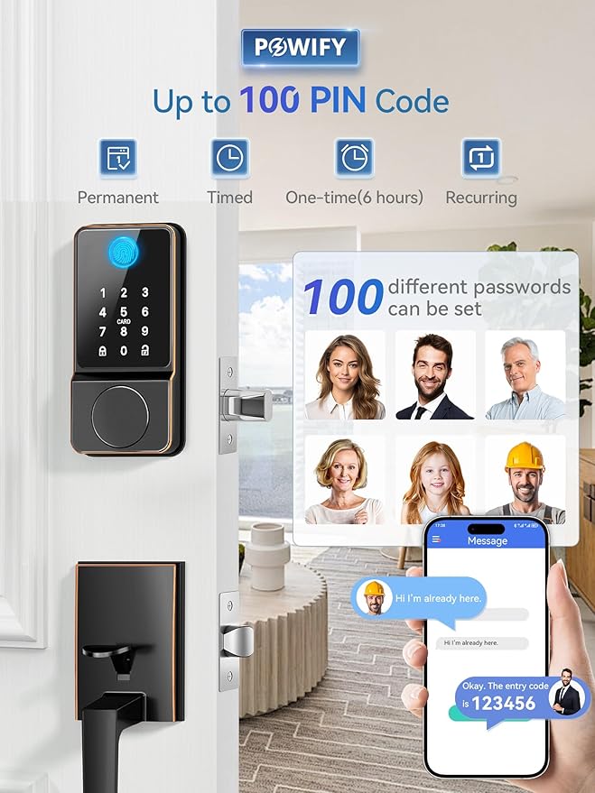 Keyless Entry Door Lock with Handle, APP Control Smart Front Set, Keypad Door with Handle, Keypad Deadbolt Auto Lock, Easy to Install, Bluetooth, Oil Rubbed Bronze