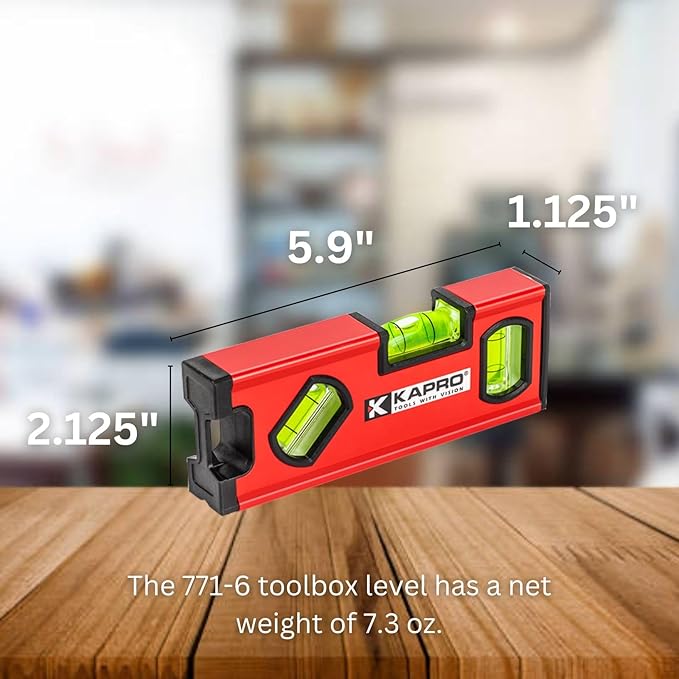 Kapro - 771M TWIN Magnetic Heavy Duty Toolbox Level - For Leveling and Measuring - Features V-Groove and Magnet Base - VPA Certified - 6 Inch
