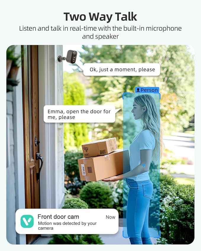 2K Security Cameras Wireless Outdoor, 2 Pack Battery Powered WiFi Cameras for Home Security with AI Motion Detection, Spotlight Color Night Vision, 2-Way Talk, Siren Alarm, IP65, Cloud/SD Storage