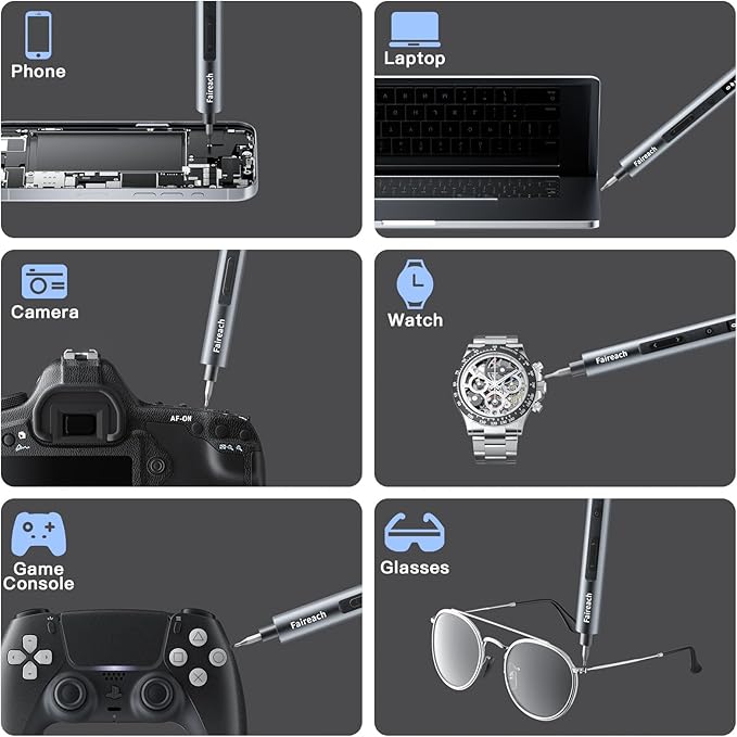 65-IN-1 Mini Electric Screwdriver Cordless, Precision Screwdriver Magnetic Bits Set with Case, 3 Torques Settings, LED lights, Portable Repair Tool Kit for Electronics Phone Watch