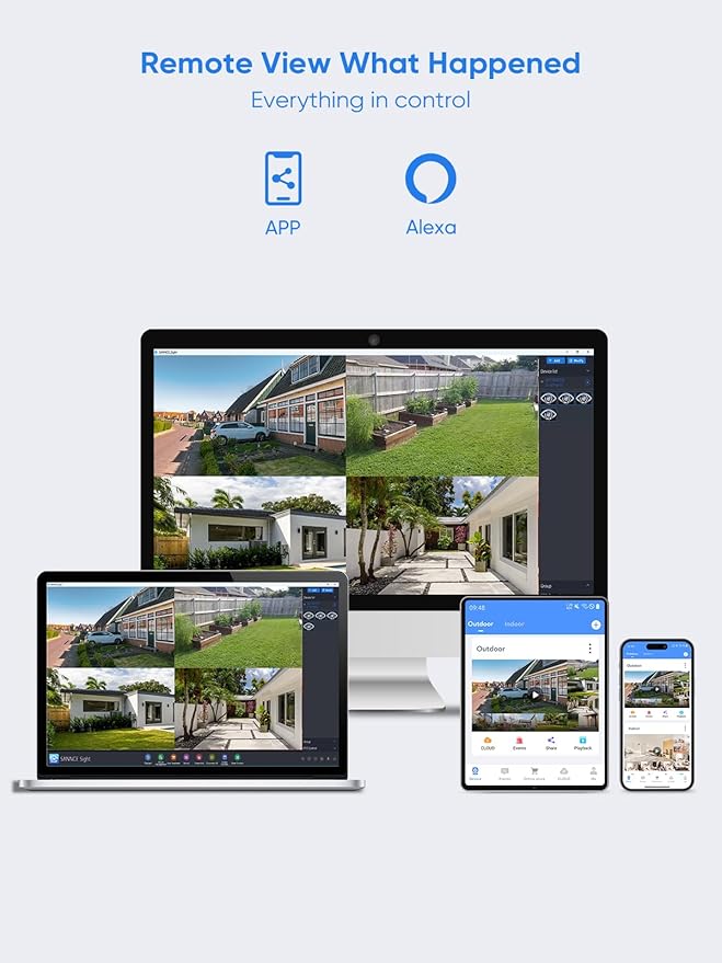 SANNCE 16CH 8MP NVR Wireless Security Camera System with 4 * 8MP Waterproof Surveillance IP Cameras,Dual-Band WiFi, H.264+ Video Coding, IP66 Outdoor Camera,Night Vision.