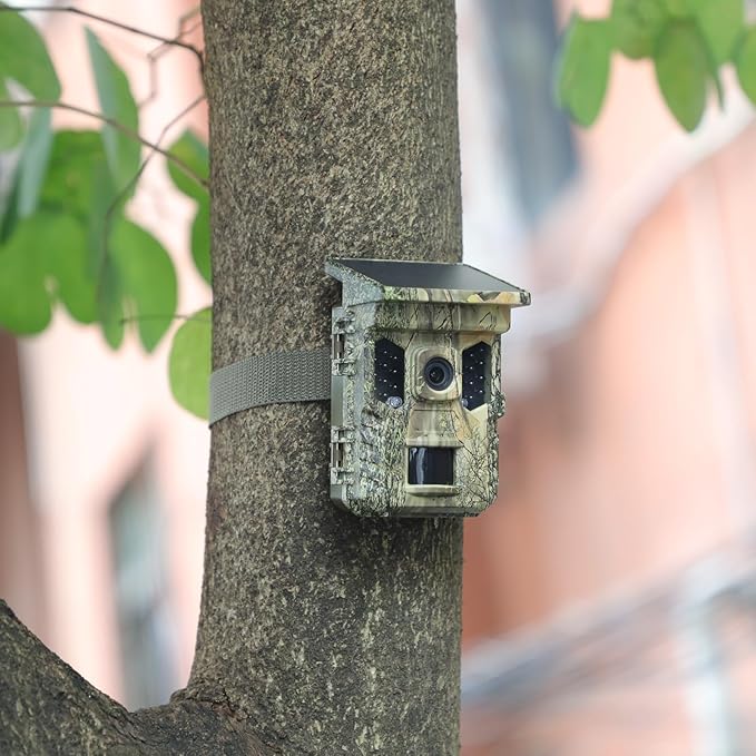 Solar Trail Camera with 24/7 HD Recording Night Vision Motion Activated, Weatherproof, Easy Install & Phone Connectivity, 64GB Card, PIR, 940nm IR