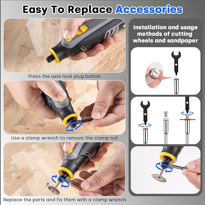 Enventor Cordless Rotary Tool, 8V Power Rotary Tool Kit with 123pcs Accessories, 5-Speed 30000RPM, USB Charging, Multi-Purpose Mini Rotary Tool for Sanding, Polishing, Engraving, Drilling, DIY Crafts