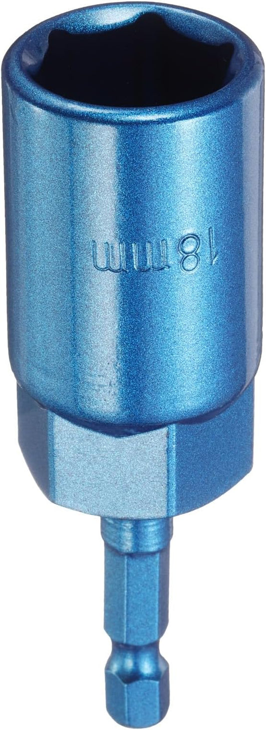 HARFINGTON Nut Driver 18mm Hex Drive Socket CR-V Steel Power Screw Drill Bits Socket Wrench Tools with 1/4" Quick Change Hex Shank for Power Drills Impact Drivers, Blue