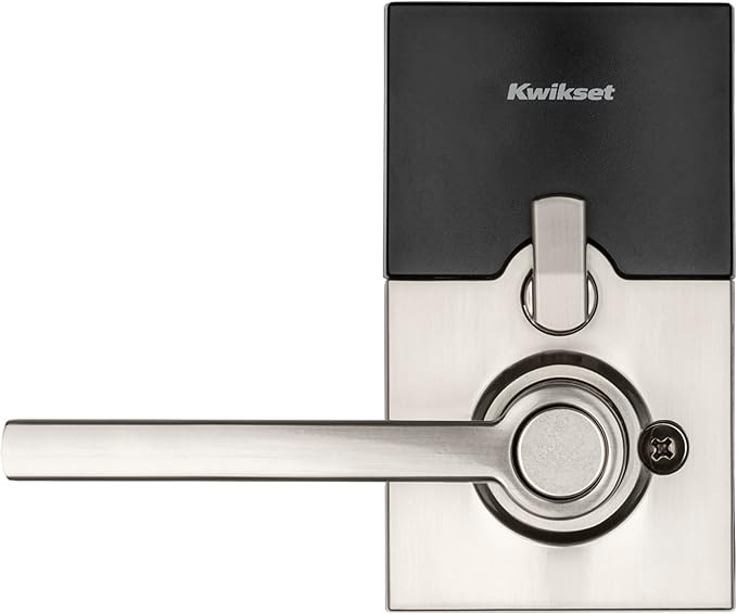 Kwikset SmartCode 917 Keypad Keyless Entry Contemporary Residential Electronic Lever Lock Deadbolt Alternative with Halifax Door Lever and SmartKey Security, Satin Nickel