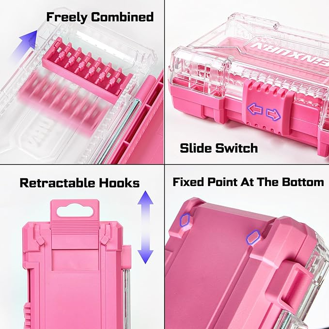 2Pcs Storage Box Case, small parts box with detachable divider, Screwdriver Bit Set Box