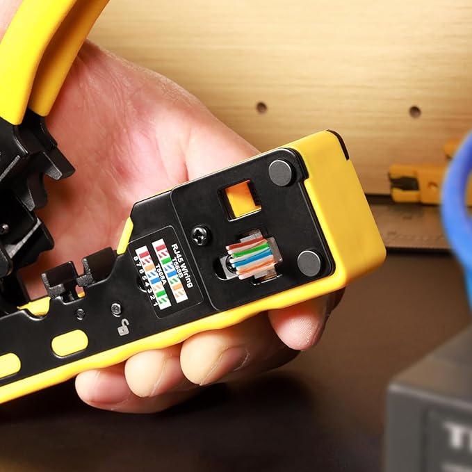 RJ45 Crimp Tool Pass Through Ethernet Crimping ToolKit Cat6 Cat5e Cat6a RJ45 Crimper