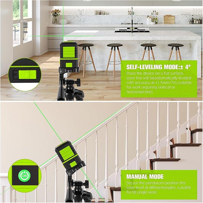 Professional Green Beam Pipe Locator Laser Level with Tripod, 100Ft Range for Utility Mapping, Pipe Alignment, and Conduit Installation, Self-Leveling, Includes Battery