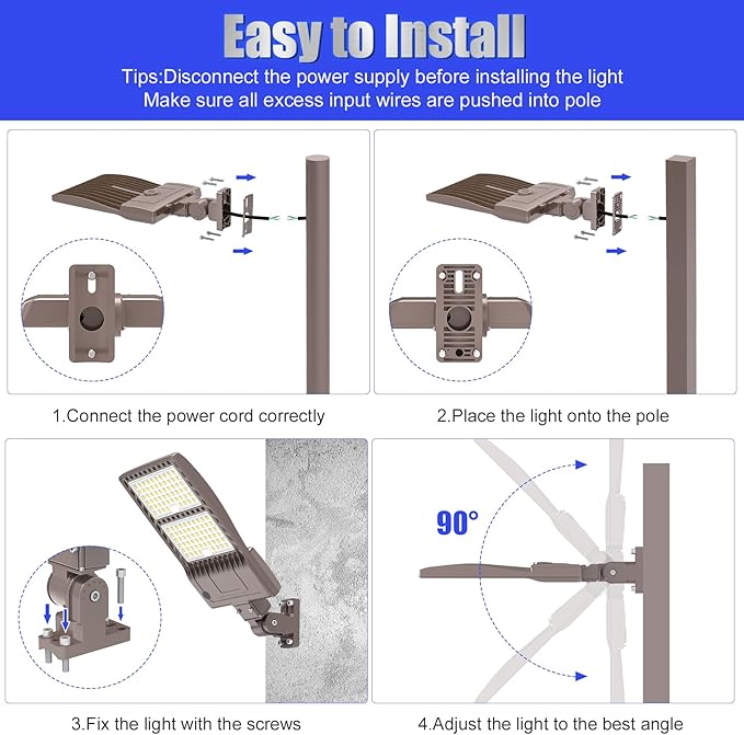 BBESTLED 400W LED Parking Lot Light Dusk to Dawn Outdoor Lighting Arm Mount 56000LM IP65 UL & DLC Commercial Light for Street Stadium Tennis Court 5000K (100-277VAC Input), LED Shoebox Light