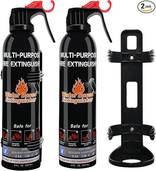 Fire Extinguisher for Home, 2 Pack Vehicle Fire Extinguishers with Mount, Portable Fire Extinguisher Effective on A, B, C, K Fires, Water-Based Extinguisher for Car Boat Office Truck Kitchen Garage RV