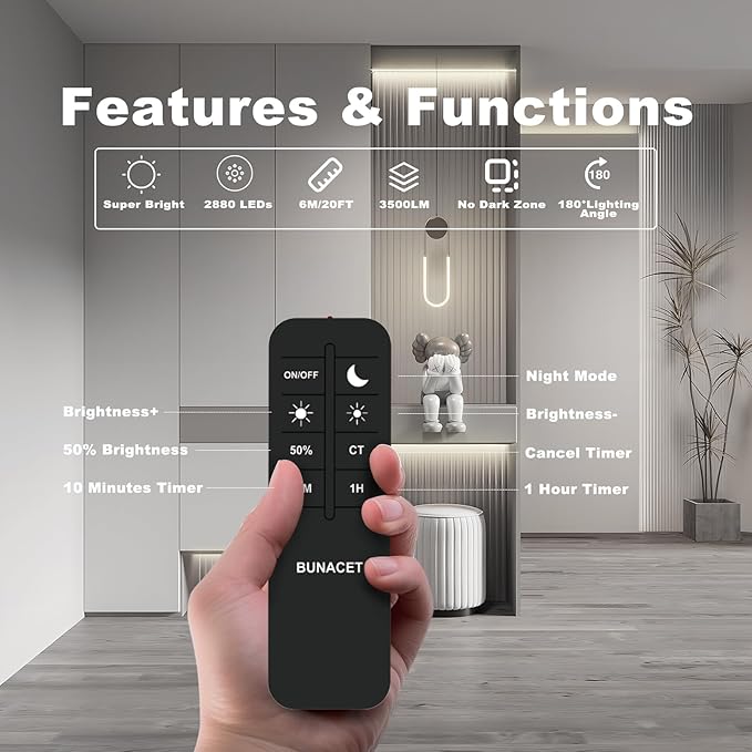 COB LED Strip Lights 5760LEDs, 40FT 4000K Dimmable Daylight Bright LED Lights for Bedroom Counter Under Cabinet Kitchen