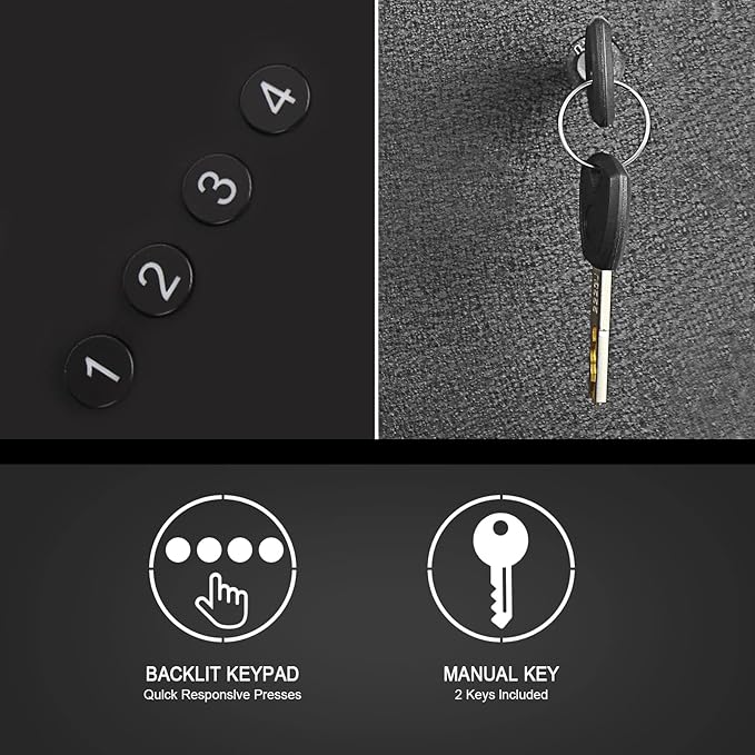 Digital Slider Handgun Gun Safe, Pistol Safe for Nightstand, Desk, Bed Side, Wall, Truck - Auto Sliding Door Hand Gun Safe for Pistol