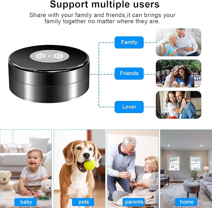 WiFi Video Recorder Real-Time Camera with Wireless Charger, 1080P HD.Motion Detection 160°Viewing Angle Security Camera for Home Office Store(2.4/5Ghz)