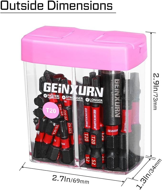 Impact #20 Torx Screwdriver Bits Set,43 Pcs Magnetic1"/2" T20 S2 Steel Driver Bits with Storage Colorful Box