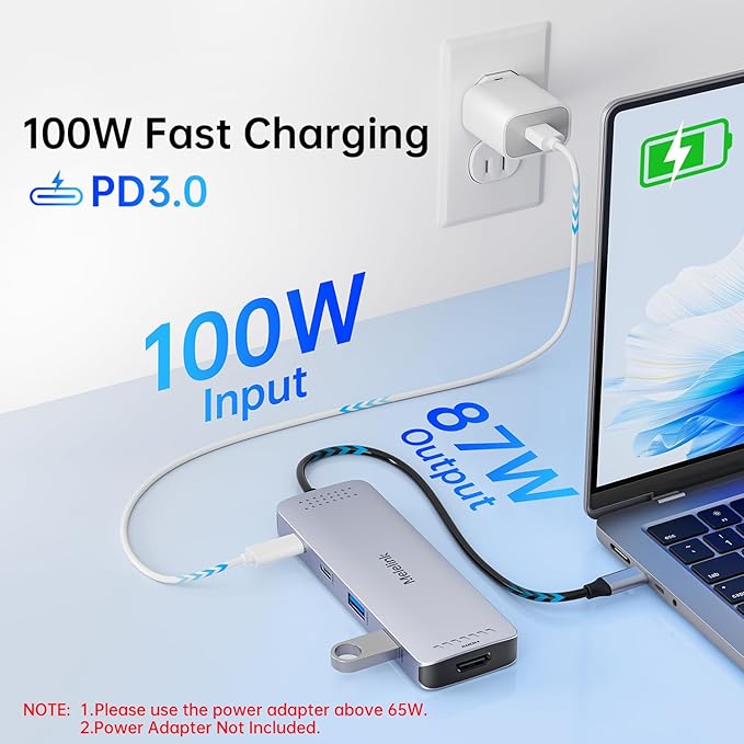 USB C Hub Multiport Adapter for MacBook Pro/Air, 10 in 1 USB C Dongle Mac HDMI Adapter, USBC Dock Compatible for iPad Pro, iMac, Dell, HP, Lenovo (4K@60Hz HDMI,SD/TF Card Reader,100W PD, 6 USB Ports)