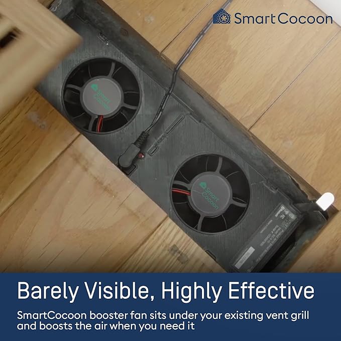 4"X10" Register Booster Fan - Smart Dual Air Conditioner & Heater Floor Fan - Integrates With Ecobee & Nest Thermostats - Syncs To Your HVAC System & Smartphone Control