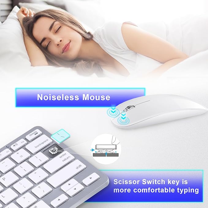 Wireless Keyboard and Mouse Compatible with iMac MacBook Air/Pro Windows Laptops (Rechargeable Bluetooth Keyboard and Mouse)