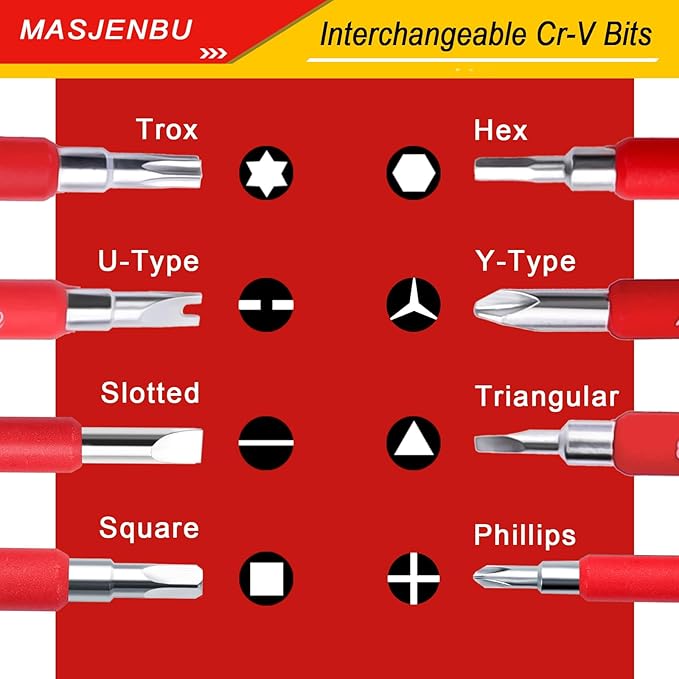 1000V Insulated Electrician Screwdriver Set, 29-pieces Screw Driver Set Kit, CR-V Magnetic Screwdriver Tool Set, Professional Electrician Tools Phillips Slotted Torx Hex Square with Voltage Tester