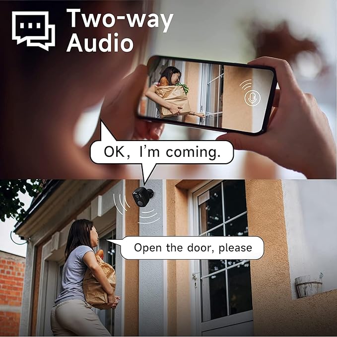 2K Security Cameras Wireless Outdoor,2Pc Solar Security Outdoor Cameras for Home Security with Spotlight & Siren Alarm, 2-Way Audio, Color Night Vision, AI Detection for Home Security, Works/Alexa