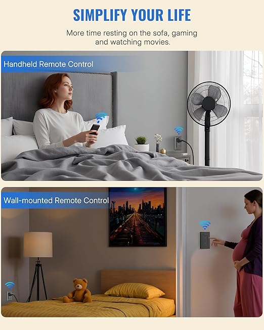 Black Remote Control Outlet Plug, WILAWELS Wireless Light Switch, On Off Remote Switch Outlet for Lights, Lamps, Home Appliance, 100ft RF Range, No Wiring, FCC Listed H05RC1106